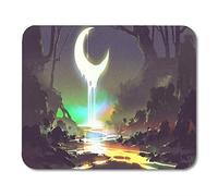 Almohadillas para Mouse Colorido Paisaje Nocturno de fantasía Que Muestra Melting Moon CREA Glowing River Pintura Digital Surrealista Alfombrilla de ratón