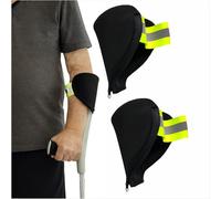Almohadillas para muletas de antebrazo con tira reflectante, fundas para muletas de codo y puño abierto para ancianos, discapacitados, artritis, pacientes con accidente cerebrovascular, paquete de 2