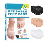 Almohadillas para pies, almohadillas metatarsianas reutilizables, 6 pares de almohadillas de silicona para el antepié, almohadilla metatarsiana para mujeres, cojines de bola de pie, plantillas