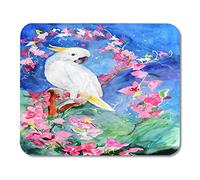 Almohadillas para ratón Almohadillas amarillas para animales Pintura original de acuarela de aves de cacatúa tropicales y flores rosadas Alfombrilla de ratón artística para computadoras portátiles
