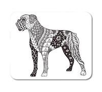 Almohadillas para ratón Libro Boxer Perro Zentangle Lápiz a Mano alzada Patrón Zen Adornado de Encaje Mandala Adulto cojín de ratón para Cuadernos