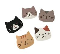 Almohadillas para tazas de gato de dibujos animados, juego de 5 alfombrillas de silicona para bebidas con detalle de línea de gato elevada, 3, 82 x 3, 27 pulgadas para tazas de café en mesas, mesas de
