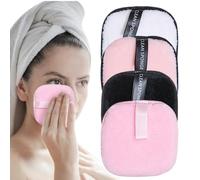 Almohadillas removedoras de maquillaje, borrador reutilizable, paquete de 4 almohadillas de microfibra ecológicas grandes para maquillaje facial, perfectas para quitar maquillaje de ojos, base,