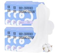 Almohadillas sanitarias 100% orgánicas para mujer, ultra finas, extra pesadas, con alas, almohadillas menstruales de algodón, cobertura adicional, almohadillas femeninas de súper absorción (durante la