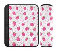 Almohadillas transpirables para cinturón de seguridad de coche, 2 piezas, para adultos, niños, S, patrón de fresa rubor