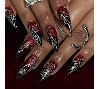 Almond Falsas Falsas Halloween Press En La Cubierta Consejos Franceses Artificiales Falcos Para La Decoración De Las Uñas En Las Uñas