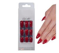 Almond False Nails - Fake Nails | Bridal Nail, Burgundy Stick On Näils Press On Näils , Glossy Colour French Nail Tips With Naiļ Glue For Women Girls Naiļ Art Accessories