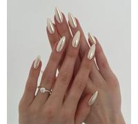 Almond Press On Nails Short Fall Fake Nails with Designs, Full Cover French Tip False Nail with Jelly Glue, Glossy Brown Gradient Artificial Reusable Stick On Nail for Women