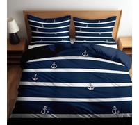 Almost No Horizontal Lines Anchor - Juego de funda de edredón para cama individual, 135 x 200 cm, funda de edredón reversible para niños, adolescentes y adultos, transpirable, fácil de cuidar