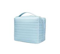 Almpuxee Neceser portátil de PVC a rayas de gran capacidad, perfecto para viajes al aire libre, Azul, Portátil, de gran capacidad, resistente al agua con compartimentos