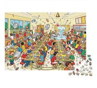 Almuerzo en el Comedor de la Escuela Secundaria Puzzle De Madera Impermeable Puzzles De 1000 Piezas para Adultos Colorido Rompecabezas para Decoración del Hogar