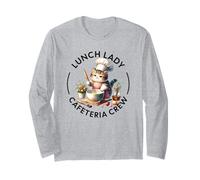 Almuerzo Lady Staff Chef Cute Cat - Diseño de servicio de comida escolar Manga Larga