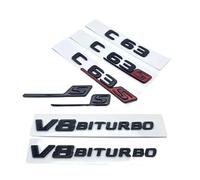ALMVIS Emblema con letras y números en negro brillante C63 C63s V8 Biturbo apto for Mercedes Benz AMG, maletero trasero de coche C205 S205 W205, adhesivo con logotipo pegatinas del logotipo del coche(