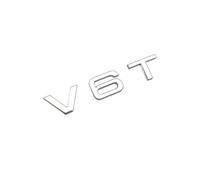ALMVIS Logotipo 3D ABS Cromado Negro V6T, Letras numéricas, Emblema de Coche V6 T, Pegatina for Audi A6 C7 A4 4 S4 V6T, Accesorios Adhesivos Pegatinas del Logotipo del Coche(Chrome 1pc)