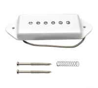 Alnico 2 P90 - Juego de pastillas de bobina única, color negro, blanco y amarillo para mástil para posición de puente, guitarra eléctrica, 52 mm, espacio entre postes (puente blanco)
