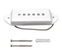 Alnico 2 P90 - Pastilla de guitarra de bobina única, color negro, blanco y amarillo, cuello para puente de sonido cálido, 52 mm de distancia entre postes (diapasón blanco)