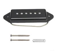 Alnico 2 P90 - Pastilla de guitarra de bobina única, color negro, blanco y amarillo, cuello para puente, sonido cálido, 52 mm de distancia entre postes (puente negro)
