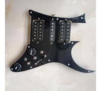 Alnico V Pickup interruptor de 7 posiciones para guitarra eléctrica HSH carga precableada RG juego de golpeador interruptor multiusos negro Kit Pastillas Pickguard(Black)