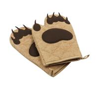 Alnicov 1 par de Guantes de Cocina Resistentes al Calor con diseño de Oso marrón, Guantes Acolchados con Forro de algodón para Asar a la Parrilla, Hornear, Barbacoa y Horno