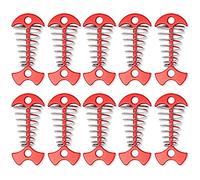 Alnicov 10 estacas para Tienda de campaña, Clavijas de Anclaje de Cubierta de Espina de Pescado con Hebilla de Resorte para Acampar al Aire Libre, Senderismo, Color Rojo