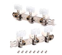 Alnicov 2 clavijas de afinación para guitarra clásica con tornillos de montaje, 3L 3R cromado, color blanco