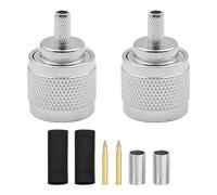 Alnicov 2 Piezas N Macho Tipo engarzado RG58U - Conector Tipo N para RG8X RG-8X LMR240, Adaptador coaxial RF niquelado con Pines Dorados Construcción de latón mecanizado