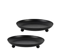 Alnicov 2 platos portavelas 4,4 pulgadas, pilastro candelabro, soporte velas cera conos incienso, decoración boda, fiesta casa, color negro