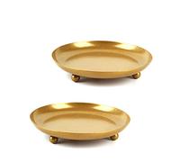 Alnicov 2 platos portavelas, 4,4 pulgadas, soporte para velas de cera para conos de incienso, spa, boda, decoración para fiestas en casa, dorado