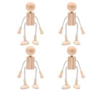 Alnicov 4 Uds Figuras de Madera para Pintar Figuras DIY muñecas pequeñas Pintura muñecas de Madera decoración Juguete Educativo