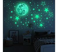 Alnicov 435 piezas de estrellas de puntos luminosos verdes, brillantes en la oscuridad, pegatinas de estrellas lunares en la pared para dormitorio, sala de estar, cumpleaños, decoración de Navidad