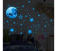 Alnicov 435 Piezas de Pegatinas de Estrellas Que Brillan en la Oscuridad, Pegatinas Luminosas de Lunares y Puntos, Pegatinas de Techo para Dormitorio, Sala de Estar, Fiesta, Azul