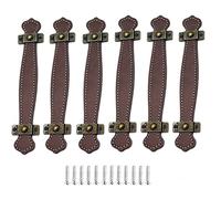 Alnicov, 6 uds., Tiradores de cajón de Cuero, manijas de Maleta prácticas Vintage, manijas de Cuero para cajón, Puerta de Armario, marrón Claro