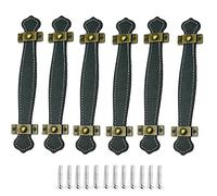 Alnicov, 6 uds., Tiradores de cajón de Cuero, manijas de Maleta prácticas Vintage, manijas de Cuero para cajón, Puerta de Armario, Negro