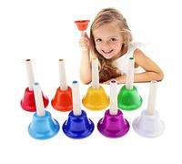 Alnicov 8 unids Handbell Campana de mano 8 Color Niño Niños Instrumento de percusión musical para niños Bebé Educación temprana