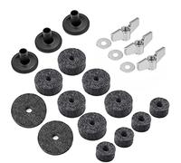 Alnicov Accesorios de repuesto para platillo,kit de repuesto de tambor de 21 piezas,fieltros de platillos Hi-Hat de embrague de fieltro con tuercas de ala base y arandela de platillo,gris