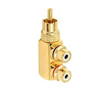 Alnicov Adaptador Divisor RCA Y Ángulo Recto de 90 Grados RCA Macho a 2 RCA Hembra Jack Audio Video Y Divisor Adaptadores de TV AV Conector de Metal (Paquete de 2)