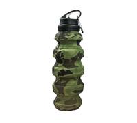 Alnicov Botella de Agua Plegable de Viaje, Botella de Agua Plegable de Silicona Reutilizable sin BPA con Clip de mosquetón para Gimnasio, Camping y Senderismo (Camuflaje Verde Militar)