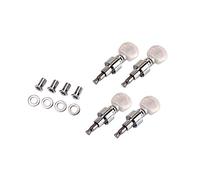 Alnicov Cabezas de máquina de clavijas de banjo con engranajes con clavijas perladas para banjo cromado de 4 cuerdas