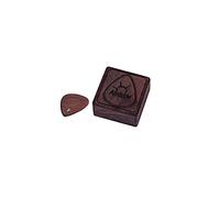 Alnicov Caja de madera para púas de guitarra, caja de almacenamiento con forma de corazón y 1 púa de madera