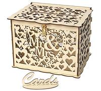 Alnicov Caja de madera para tarjetas de boda,caja de dinero con ranura para cerradura,caja de dinero de madera para boda,recepción, aniversario,decoración de fiesta (tamaño grande y grande)