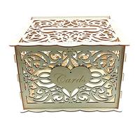 Alnicov Caja de Madera para Tarjetas de Boda, Hucha con Ranura para Cerradura, Hucha de Madera para Boda, recepción, Aniversario, Fiesta de cumpleaños, decoración de Fiesta de graduación