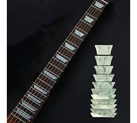 Alnicov Calcomanía con incrustaciones de marcadores de diapasón de guitarra, calcomanía de diapasón para guitarra o bajo, trapezoide perla blanca