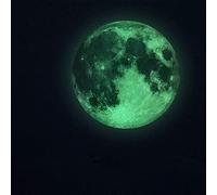 Alnicov - Calcomanía de pared con luna que brilla en la oscuridad, 11.8 in, decoración de luna que brilla en la oscuridad, verde