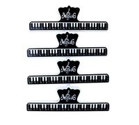 Alnicov Clips de partitura de música, clips para libros de música, soportes de plástico negro, tamaño L, juego de 4