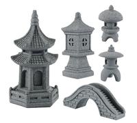 Alnicov Conjunto De Cinco Esculturas De Puente De Linterna De Pagoda Japonesa, Decoración De Jardín De Piedra Antigua para Paisaje Zen, Decoración De Patio De Bonsái En Miniatura