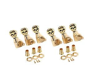 Alnicov Cráneo cabeza sellada engranaje guitarra sintonizadores máquina cabezas 6R para piezas de guitarra eléctrica oro