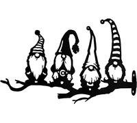 Alnicov Decoración de gnomos de la rama de un árbol, simpáticos gnomos de jardín de acero tallado, silueta para jardín de casa, decoración para árbol al aire libre, juego de 4