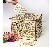 Alnicov Decoraciones rústicas de boda, caja de tarjetas con cerradura para recepción, despedida de soltera, aniversario