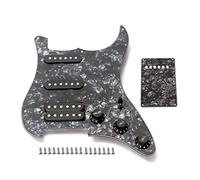 Alnicov Golpeador de guitarra eléctrica de 3 capas SSH cargado precableado Humbucker Pickguard para guitarra, negro perla
