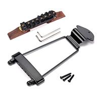 Alnicov Juego de 6 cuerdas para guitarra, puente de palisandro, altura ajustable y trapecio para piezas de guitarra Archtop Jazz, color negro